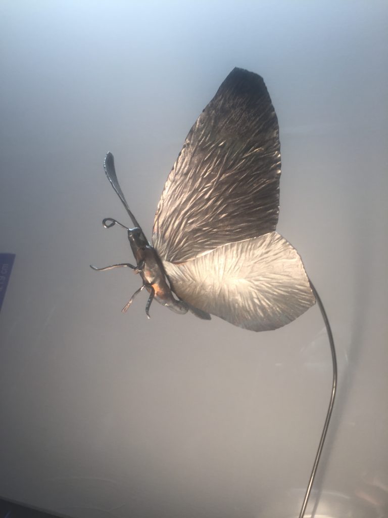 Metal Art Sculpture Monarch Butterfly in Flight.